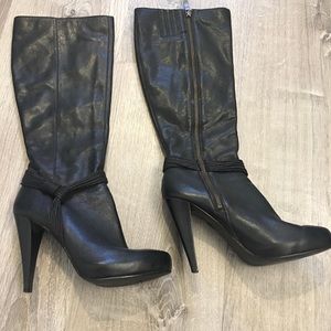 New DKNYC black high heel boots, knee high, 8.5